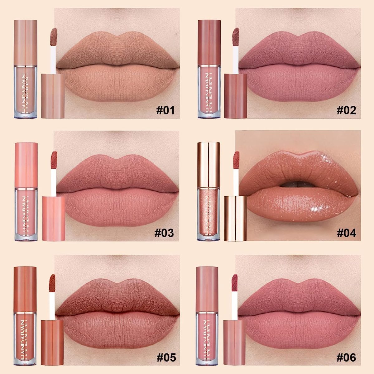⁦FALADANA Women's Waterproof Long Lasting Non-Stick Cup Not Fade Nude 12 Pieces Velvet Matte Liquid Lipstick Set⁩ - الصورة ⁦3⁩