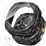 Ctoby Rugged Bezel Case for Samsung Galaxy Watch Ultra Screen Protector 47mm - Soft TPU Bumper Face Cover + 2 Tempered Glass Film for Galaxy Watch 7 Ultra 47mm Accessories