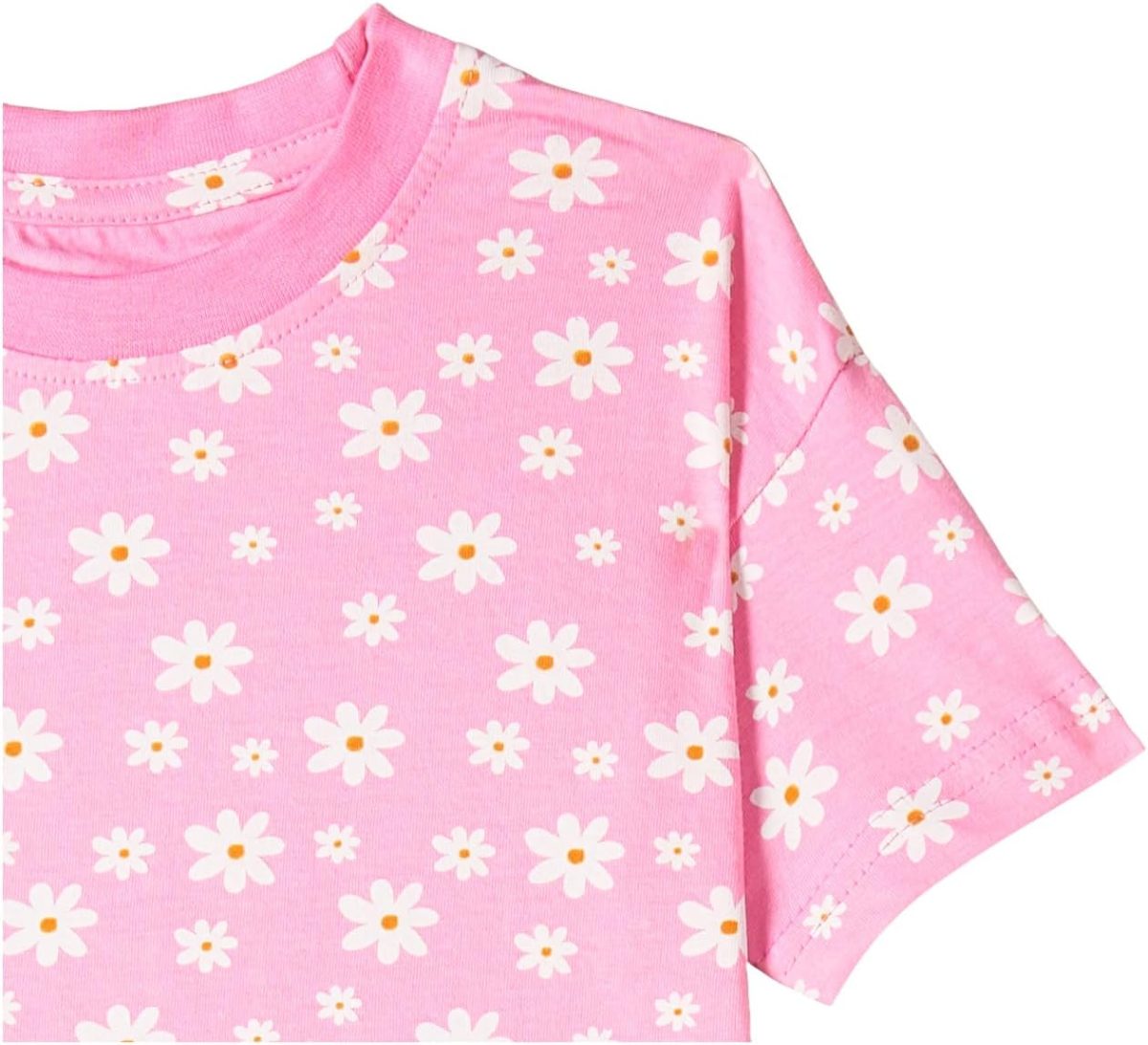 ⁦T2F Girls Cotton Printed Oversized Fit Crop Top and Pant Pajama Set⁩ - الصورة ⁦4⁩