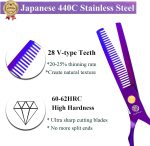 ⁦Purple Dragon 5.5 inch Hair Cutting Scissors Set with Razor, Leather Scissors Case, Barber Hair Cutting Shears Hair Thinning/Texturizing Shears for Professional Hairdresser or Home Use ()⁩ - الصورة ⁦3⁩