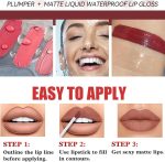 ⁦Azonee 7 Pcs Matte Liquid Lipstick Set Lip Plumper Makeup, Pigmented Waterproof Make Up, Lip Gloss Sets Long Wearing Velvet Lip Kit, Long-Lasting Up to 16H Wear, Non-stick Cup⁩ - الصورة ⁦4⁩