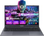 VIGSENUP Laptop, 12GB LPDDR5 RAM 1TB SSD, 15.6 Inch Laptop Computer, Win11 Pro, N95 Quad Core Processor, Up to 3.4GHz, Preinstall Office Pro Plus 2024, WiFi 5, BT 5.0, USB-C, Fingerprint,Gray