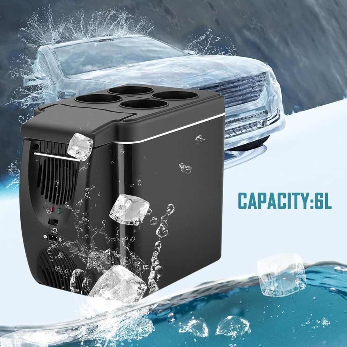 ⁦DDCVFREE Mini fridge Car Refrigerator Freezer Heater 6L Mini Car Freezer Cooler Warmer Portable Electric Fridge Icebox Travel Refrigerator⁩ - الصورة ⁦5⁩