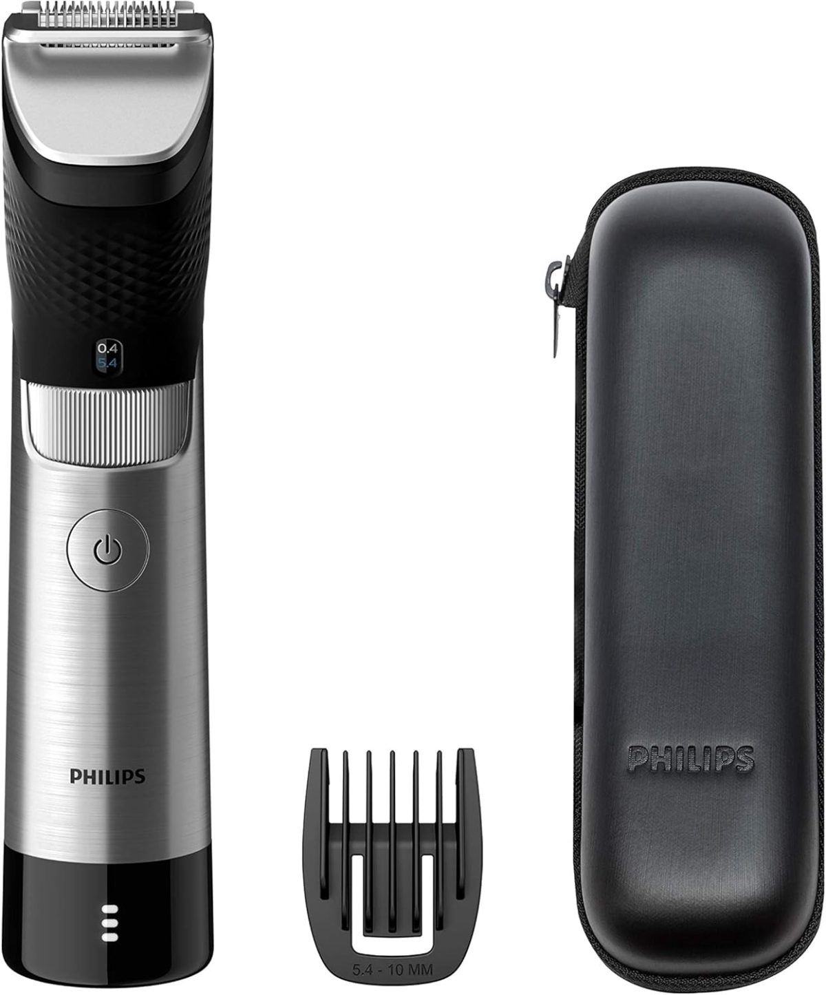 Philips Series 9000 beard trimmer with SteelPrecision technology including beard comb attachment and travel case (model BT9810/15)