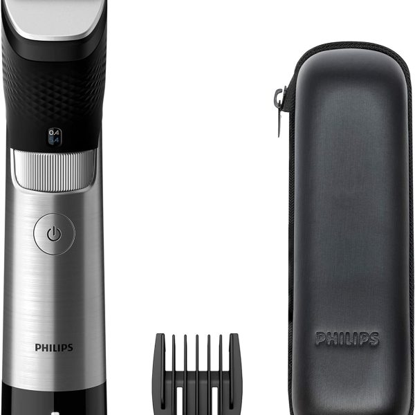 Philips Series 9000 beard trimmer with SteelPrecision technology including beard comb attachment and travel case (model BT9810/15)
