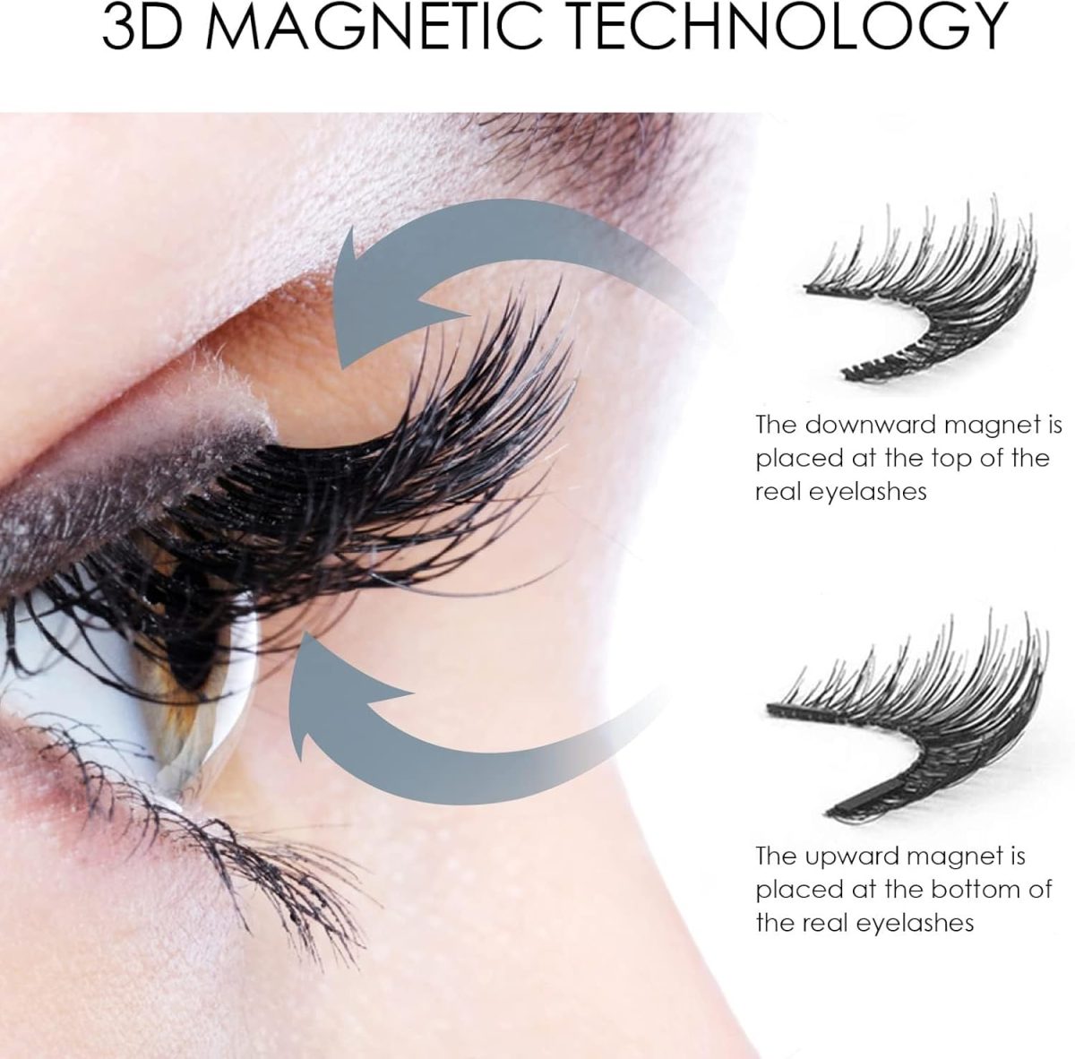 ⁦2Pair Magnetic Eyelashes Without Eyeliner, Reusable magnetic eyelash Kit, Dual False Eyelashes Natural Look, Magnetic Lashes, Best Fake Eyelashes for Beginners⁩ - الصورة ⁦3⁩
