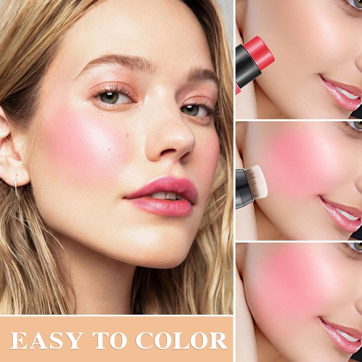 ⁦3 Pcs Blush Stick With Brush, Waterproof Multi Cream Makeup, Lightweight, Long-lasting, Easy To Use, 2 in 1 Multi Stick for Cheeks, Lip Tint & Eyeshadow, for All Skin⁩ - الصورة ⁦7⁩