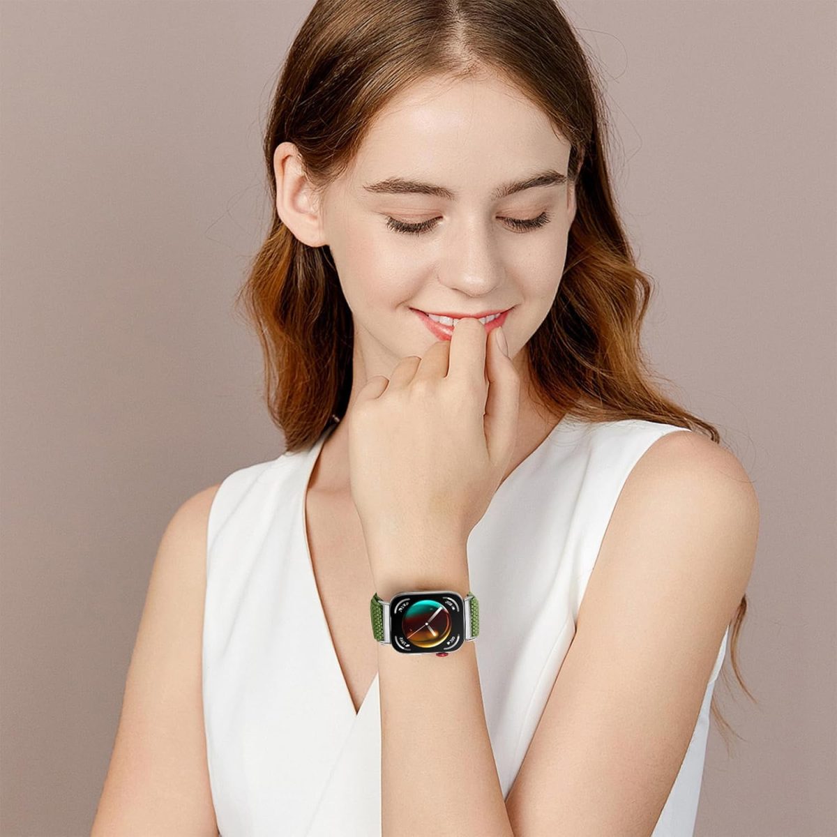 ⁦XANS 2 Pack Elastic Bands Compatible wtih Huawei Watch Fit 3/Fit 4/Fit 4 Pro - Solo Loop Nylon Breathable Adjustable Wirststraps for Women Men⁩ - الصورة ⁦7⁩