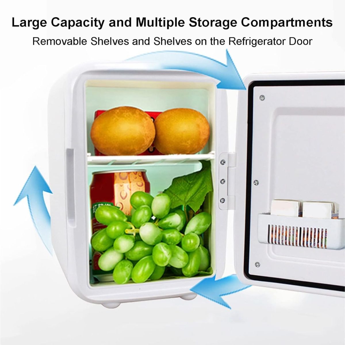 ⁦DDCVFREE Mini fridge ثلاجة سيارة 4L ثلاجة محمولة ثلاجة صغيرة بارد مستحضرات التجميل الأطعمة للسيارة للسيارة(White)⁩ - الصورة ⁦3⁩