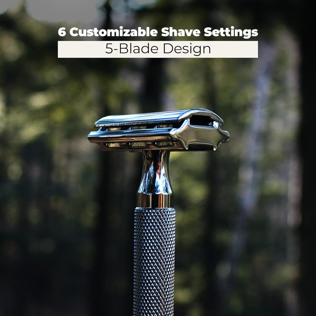 ⁦ROCKWELL RAZORS 6C Gunmetal Chrome Double-Edge Safety Razor with 6 Adjustable Shave Settings and 5 Blades⁩ - الصورة ⁦7⁩