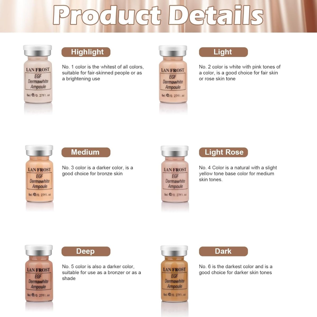 ⁦BB Pigment Glow Serum Starter Kit Hyaluronic Acid Essence Foundation Skin Care Kit 8 ml 12 Pieces Combined with Niacinamide and Peptides to Brighten Skin Tone Anti-Ageing Foundation⁩ - الصورة ⁦5⁩