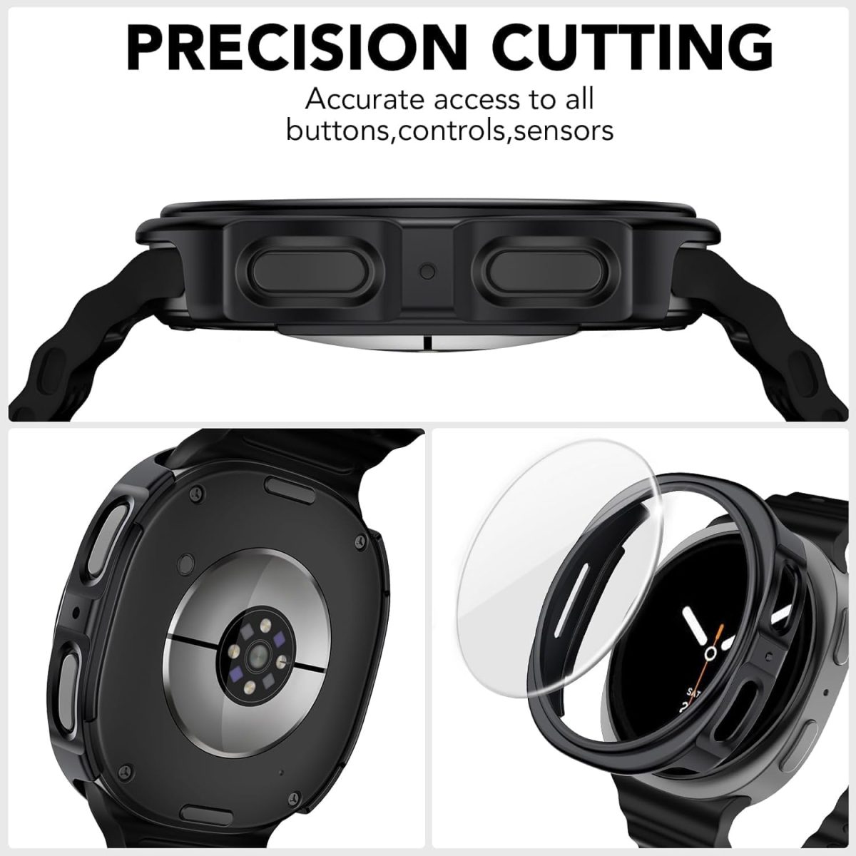 ⁦Galaxy Watch 8 Screen Protector, Samsung Watch 8 Case, Tempered Glass Cover with Hard Bumper for Scratch Protection and Full Display Safety, Compatible with 40mm Smartwatch, 2pk⁩ - الصورة ⁦3⁩