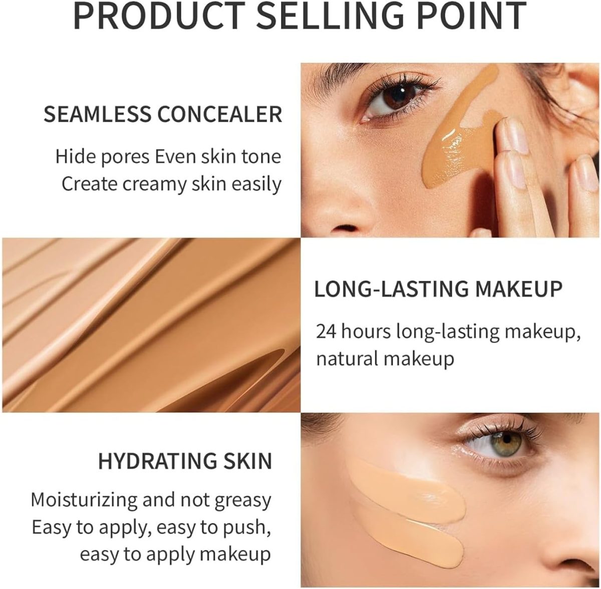 ⁦KASTWAVE Foundation Makeup, Durable Waterproof Soft Matte Liquid Foundation, Oil Control Concealer Cream Full Coverage Foundation. (102 Nude, 40 ml)⁩ - الصورة ⁦5⁩