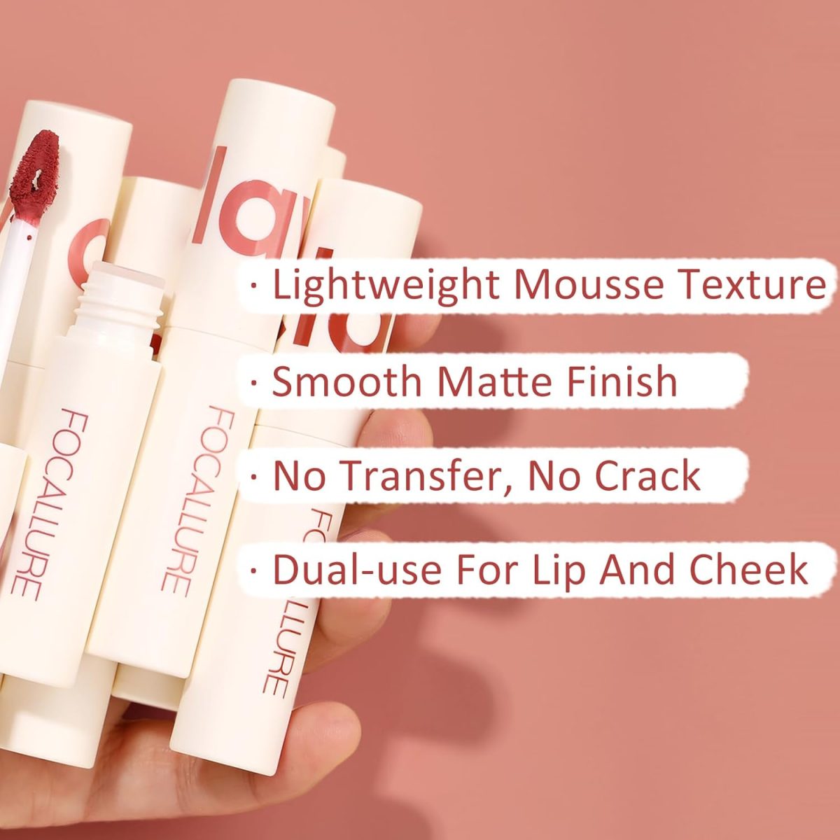 ⁦FOCALLURE Velvet Matte Liquid Lipstick, Satin-Finish Full Coverage Lip Color, High Pigmented Lip Stain for Cheeks and Lips Tint, Smooth Soft Lip Makeup, Lightweight, Quick-Drying, Milk Tea⁩ - الصورة ⁦6⁩