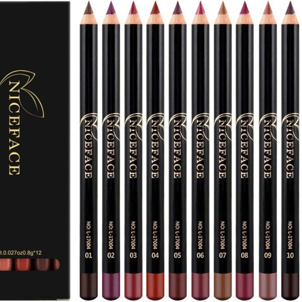 NALACAL Lip Liner Pencil Set, 12 Assorted Lip Liner Colors Matte Lip Liner Set High Pigmented Lip Liner Smooth Lip Liner Pencils Soft Lip Liner Pens Precise Lip Liner Set Long Lasting Lip Liner