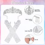 ⁦BTHRORO Princess Costume Accessory Set Women Girls Tiara Crown Crystal with Comb Sunglasses White Long Gloves Princess Diaries Costume for Carnival Wedding Prom Birthday Party⁩ - الصورة ⁦2⁩