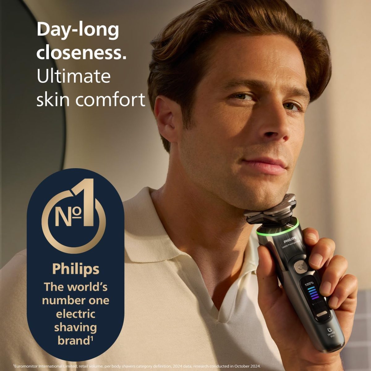 ⁦Philips Razor i9000 Prestige Ultra Wet and Dry Razor for Men, Dark Grey, Pressure and Motion Sensor, Trimmer Attachment, Charging Station and Travel Case (Model XP9402/11)⁩ - الصورة ⁦2⁩