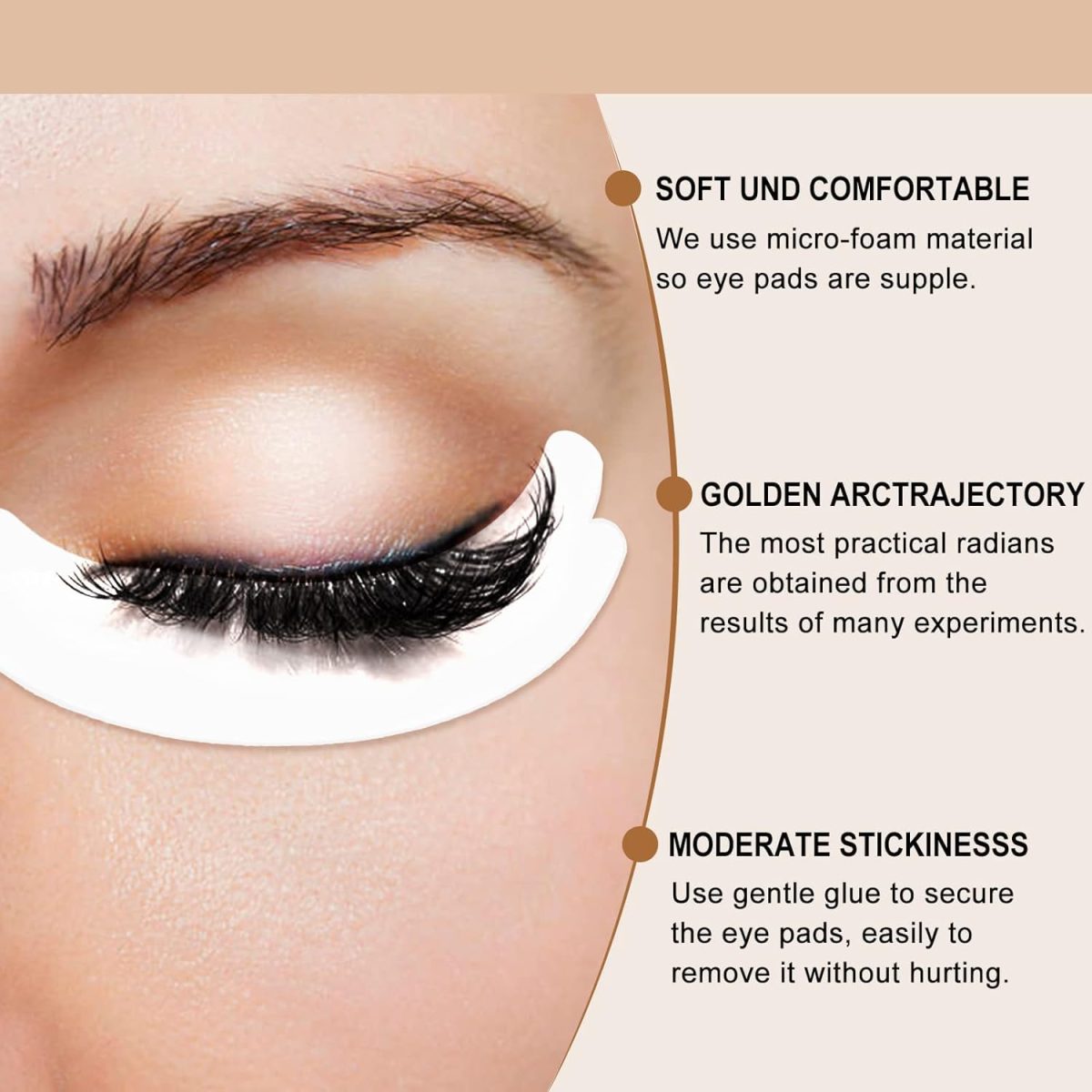 ⁦KASTWAVE Hypoallergenic Lint-Free Waterproof Sticky Well Foam Eye Pads Lash Extensions-25 Pairs⁩ - الصورة ⁦3⁩