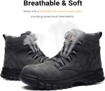⁦LIWEGHT Safety Shoes Steel Toe Shoes for Men Women Lightweight Comfortable Safety Boots Breathable Working Indestructible Construction Boots,Gray⁩ - الصورة ⁦5⁩