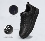 ⁦LUCKY STEP Women Fashion Sparkle Rhinestone Sneakers White Leather Low Top Tennis Shoes Lace Up Casual Comfortable Walking Shoe⁩ - الصورة ⁦2⁩