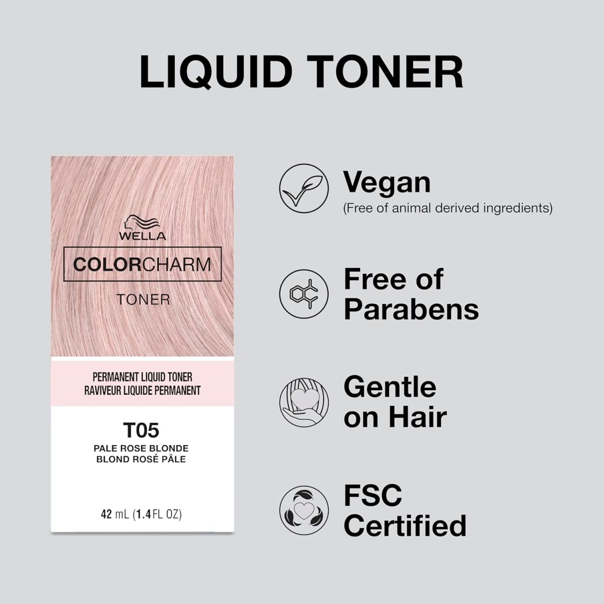 ⁦Wella ColorCharm Hair Toner, T14 Silver Lady, 1.4 fl oz⁩ - الصورة ⁦6⁩