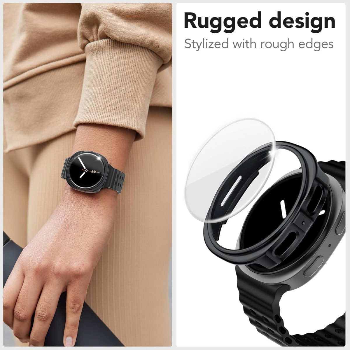⁦Galaxy Watch 8 Screen Protector, Samsung Watch 8 Case, Tempered Glass Cover with Hard Bumper for Scratch Protection and Full Display Safety, Compatible with 40mm Smartwatch, 2pk⁩ - الصورة ⁦4⁩