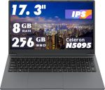 MTWZMM 17.3-inch Laptop: Celeron N5095 Processor (up to 2.9GHz), 8GB RAM + 256GB SSD Storage, Win 11 OS, with WiFi, USB 3.0, Webcam – Ideal for Students and Business Use