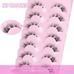 ⁦Hushlibaby 7 Pairs False Lashes Clear Band Faux Mink Lashes Fluffy Wispy Strip Eyelashes Cat Eye 15mm Natural D Curl Fake Eyelashes Pack⁩ - الصورة ⁦7⁩