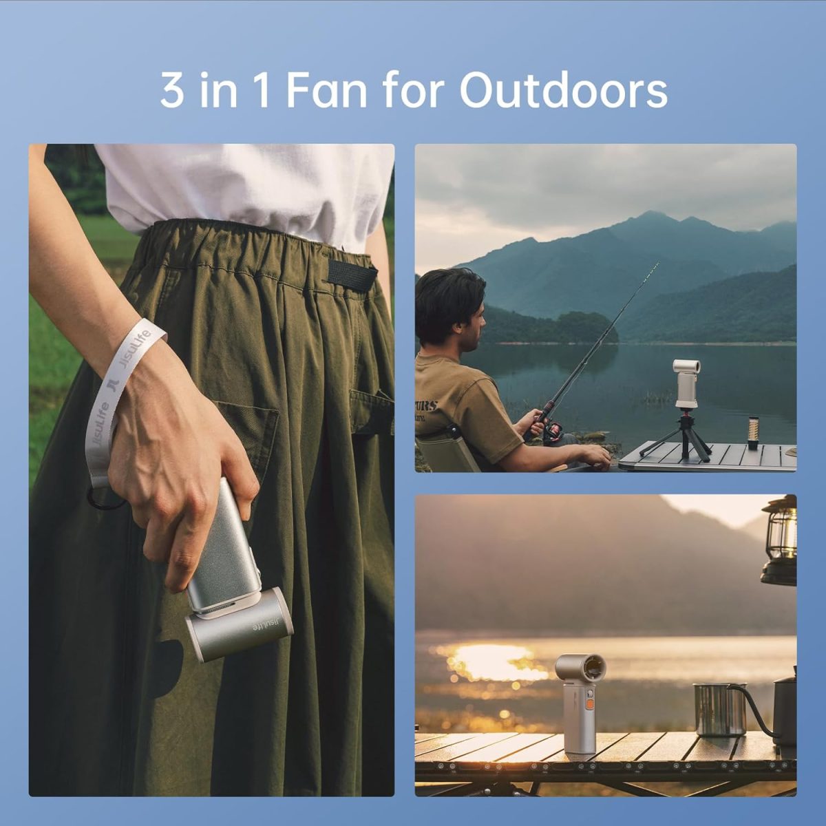 ⁦JISULIFE Portable Handheld Turbo Fan, 100 Speeds Adjustable Mini Personal Fan, 9000mAh USB Rechargeable Fan Battery Operated, LED Display, Metal Shell with Accessories Gifts for Men Women Travel-Brown⁩ - الصورة ⁦7⁩