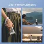 ⁦JISULIFE Portable Handheld Turbo Fan, 100 Speeds Adjustable Mini Personal Fan, 9000mAh USB Rechargeable Fan Battery Operated, LED Display, Metal Shell with Accessories Gifts for Men Women Travel-Brown⁩ - الصورة ⁦7⁩