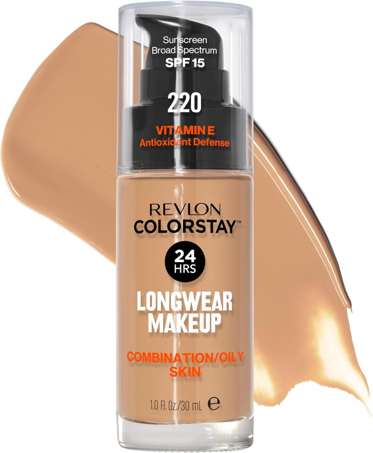 Revlon ColorStay Liquid Foundation Makeup for Combination/Oily Skin SPF 15, Longwear Medium-Full Coverage with Matte Finish, Natural Beige ((220), 1.0 oz