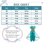 ⁦Emin Girls Jasmine Princess Dresses Aladdin Princess Costume with Wig for Children Birthday Party Cosplay Halloween Christmas Carnival Dress Up⁩ - الصورة ⁦7⁩