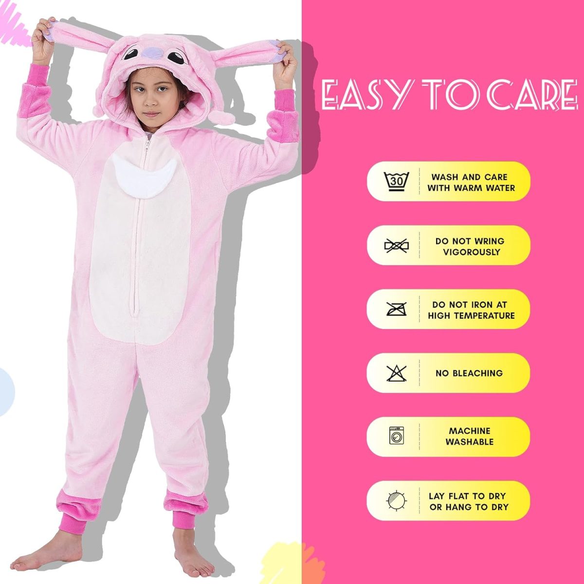 ⁦Yemnut Halloween Christmas Unisex Kids Flannel Cosplay Onesie Costume Outfit Suit for Girls and Boys⁩ - الصورة ⁦6⁩