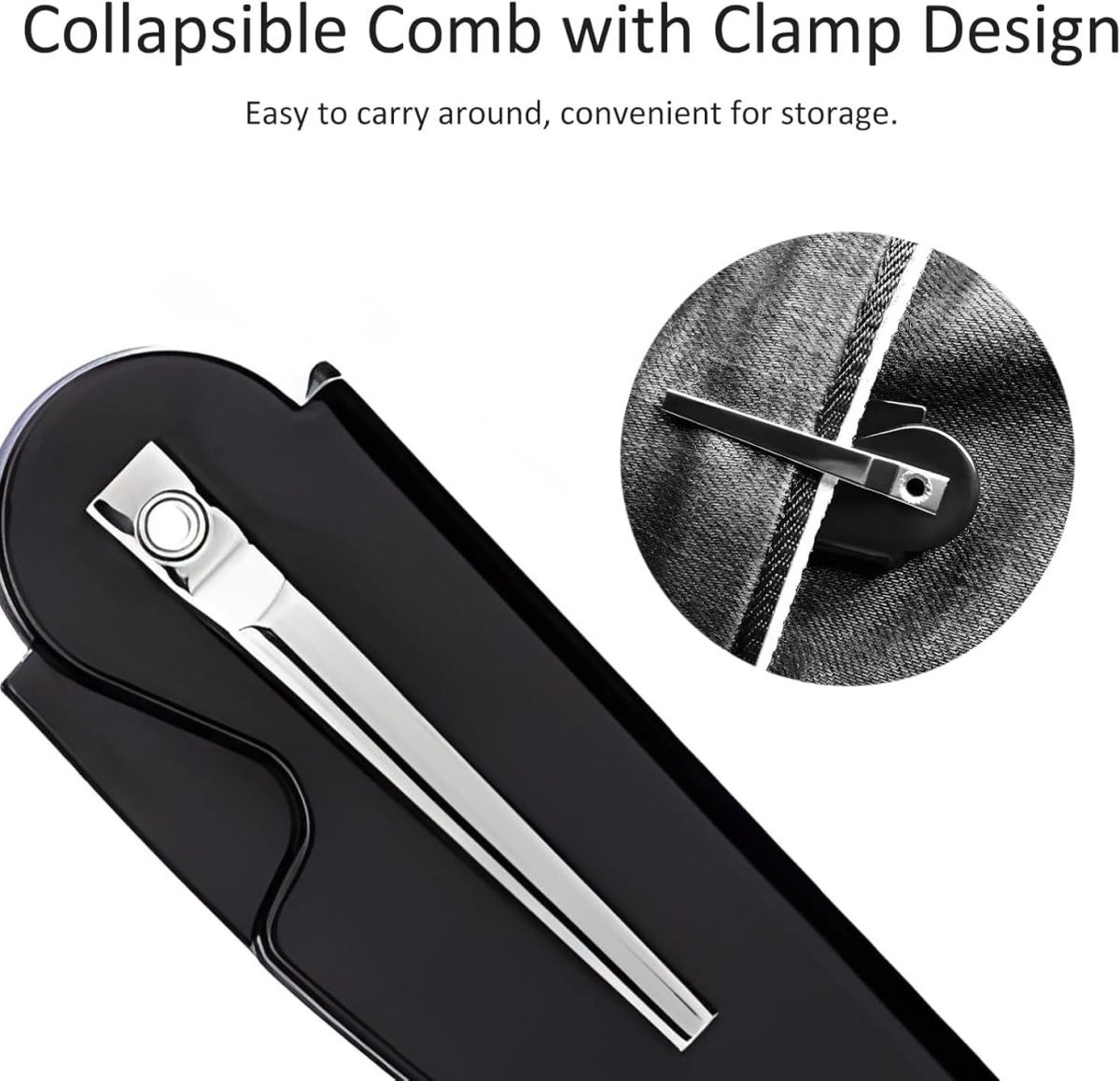 ⁦ALMEKAQUZ 4Pcs Folding Beard Comb,Portable Men's Beard Comb,Pocket Folding Comb,Travel Comb,Portable Beard Comb with Clip,Men's Beard Hair Care Styling Grooming (Black)⁩ - الصورة ⁦4⁩