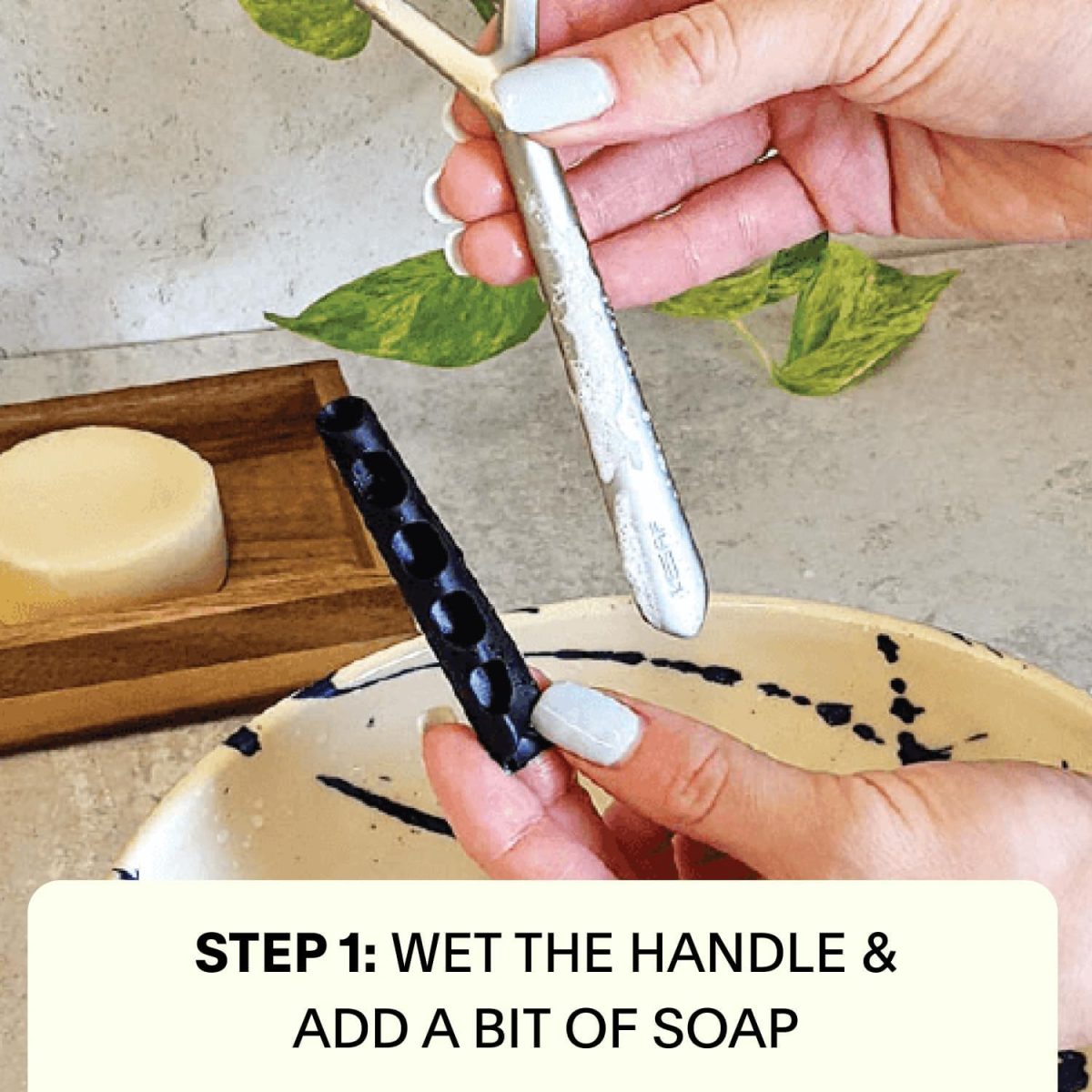 ⁦Leaf Shave - | Leaf Razor Handle Case, Black Silicone Handle⁩ - الصورة ⁦3⁩