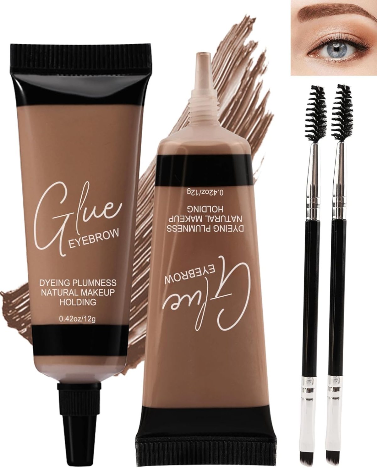 NALACAL Auburn Tinted Eyebrow Gel Kit - 2PCS Brow Thickening Gel with Dual Brushes: Waterproof, Long-Lasting Brow Filler and Defining Gel for Natural, Fuller Eyebrows – Ideal Makeup Gift Set for Women
