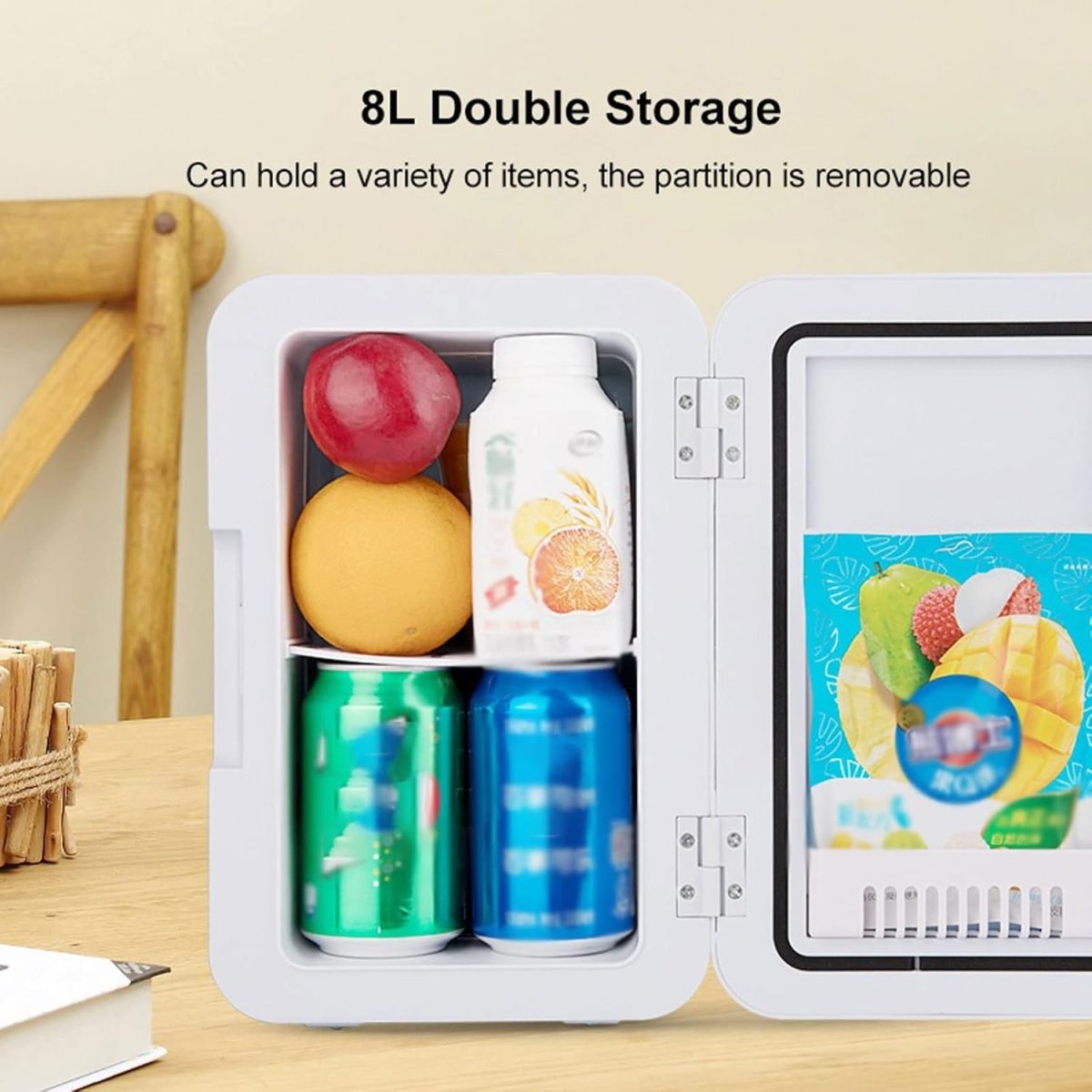 ⁦DDCVFREE Mini fridge ثلاجات صغيرة محمولة ثلاجة ثلاجة ثلاجة بارد ثلاجة بارد الثلاجة الثلاجة الثلاجة الثلاجة(Gold)⁩ - الصورة ⁦4⁩