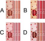 ⁦Beautishop 3Pcs Strawberry Set Matte Liquid Lipstick Makeup Set, Long Lasting Lip Gloss Non-Stick Cup is Not Easy to Fade, Waterproof Matte Lip Glaze Lipstick (A)⁩ - الصورة ⁦3⁩