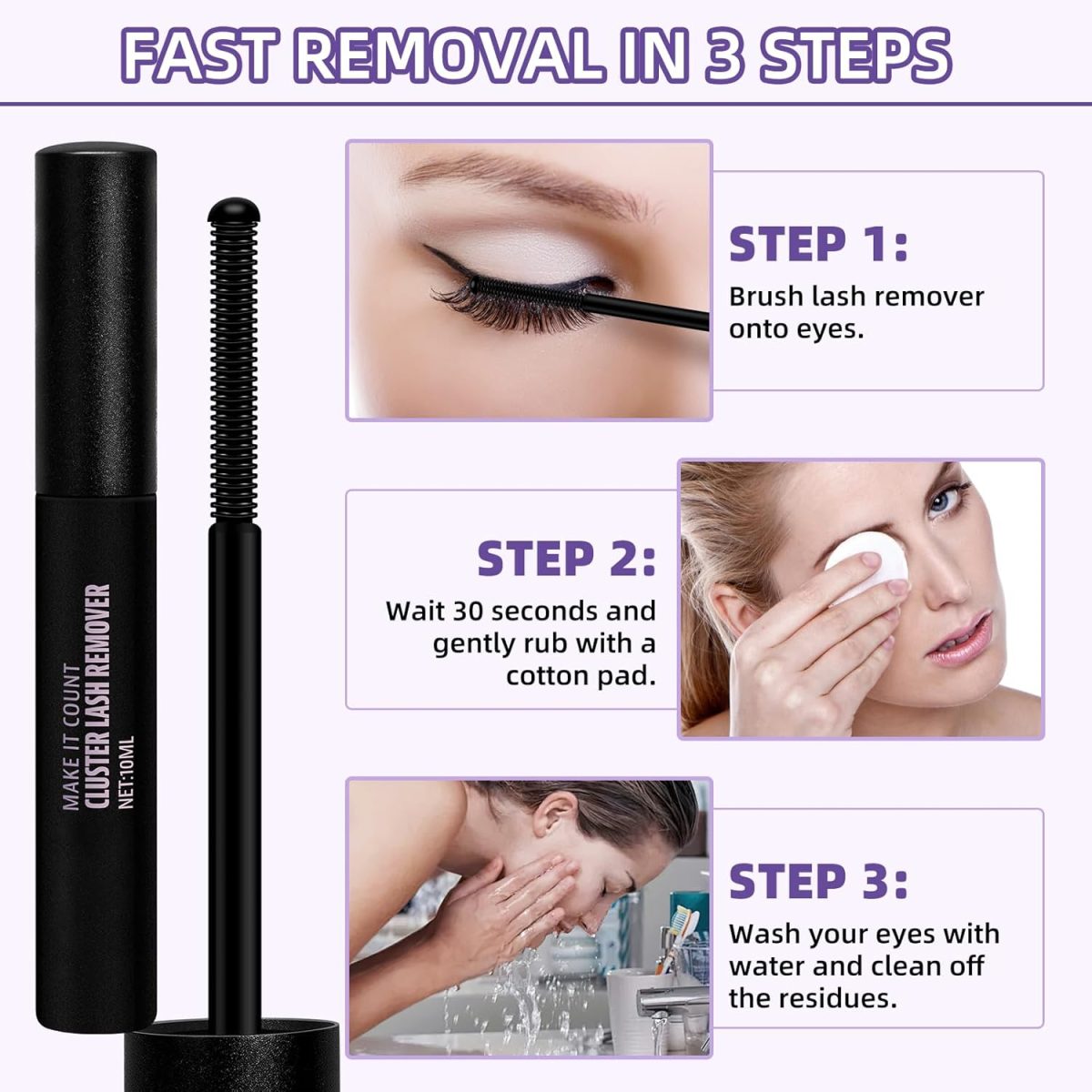 ⁦B&Q Lash Remover for Cluster Lashes 10 ML Lash Cluster Remover Cluster Lash Remover Cluster Lash Bond Remover Lash Adhesive Remover Lash Glue Remover Lash Bond and Seal Remover（Remover-XP-10ML)⁩ - الصورة ⁦7⁩