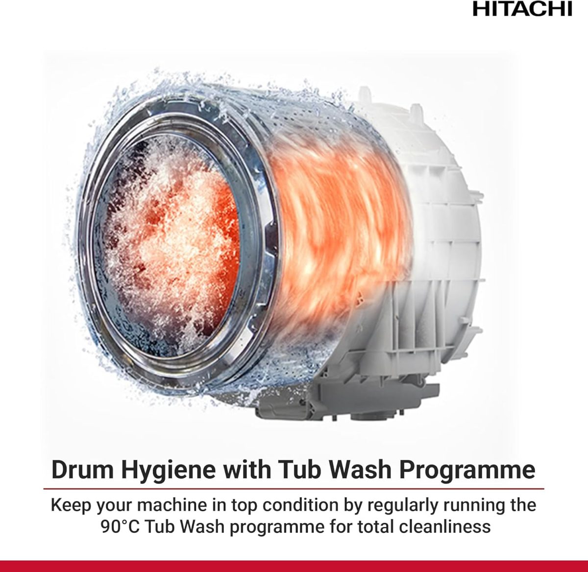 ⁦HITACHI – 9kg Front Load Washing Machine – Steam Wash, Stain Removal, 16 Programs, 5 Star Energy Rating – Inverter Motor, Anti-Wrinkle, Touch LED Panel – Silver⁩ - الصورة ⁦6⁩