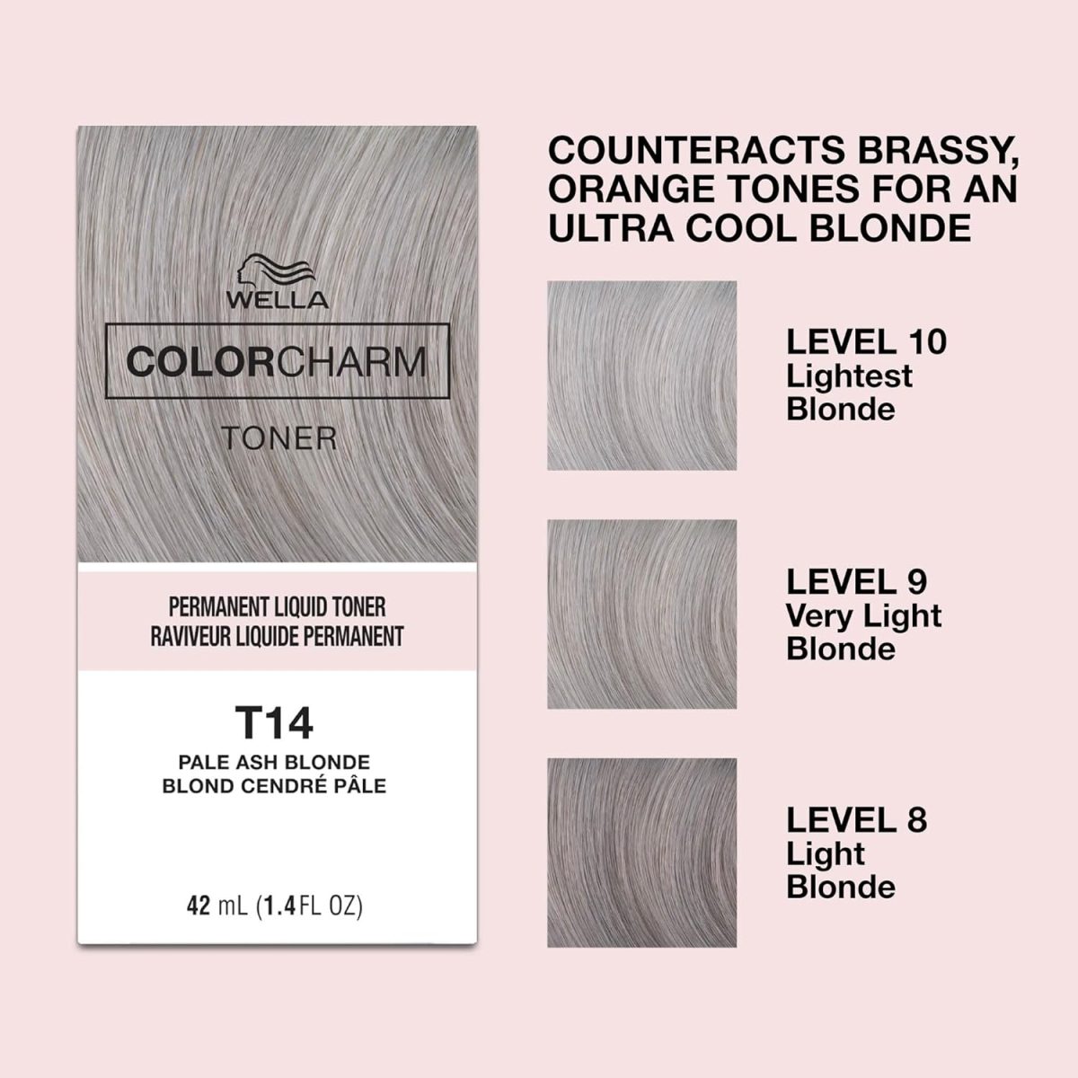 ⁦Wella ColorCharm Hair Toner, T14 Silver Lady, 1.4 fl oz⁩ - الصورة ⁦4⁩