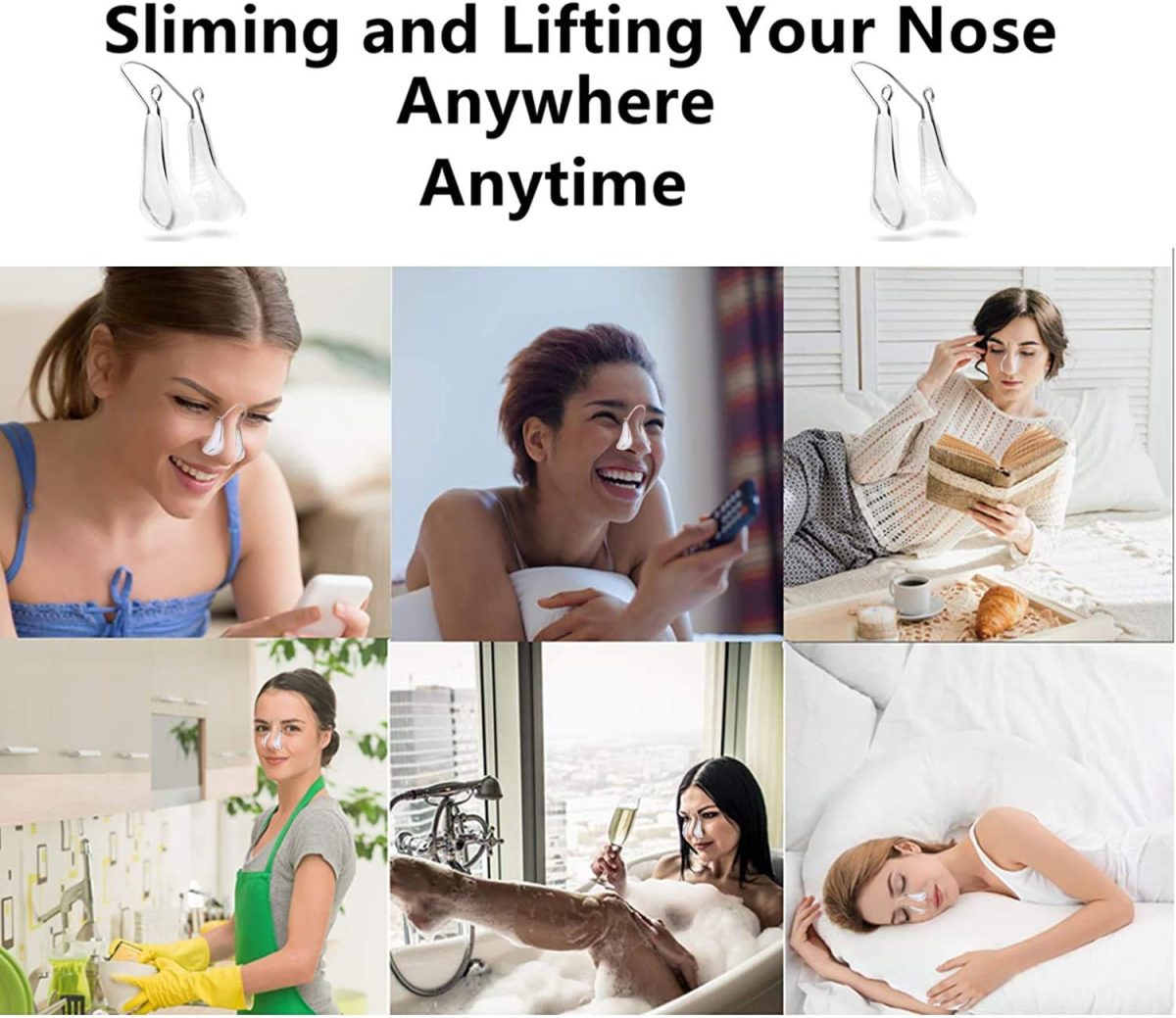 ⁦Quecc Nose Shaper Clip, Pain-Free Nose Bridge Straightener Corrector, Soft Silicone Nose Slimmer Rhinoplasty Device Nose Up Lifting Clip Beauty Tool(Unisex)⁩ - الصورة ⁦7⁩