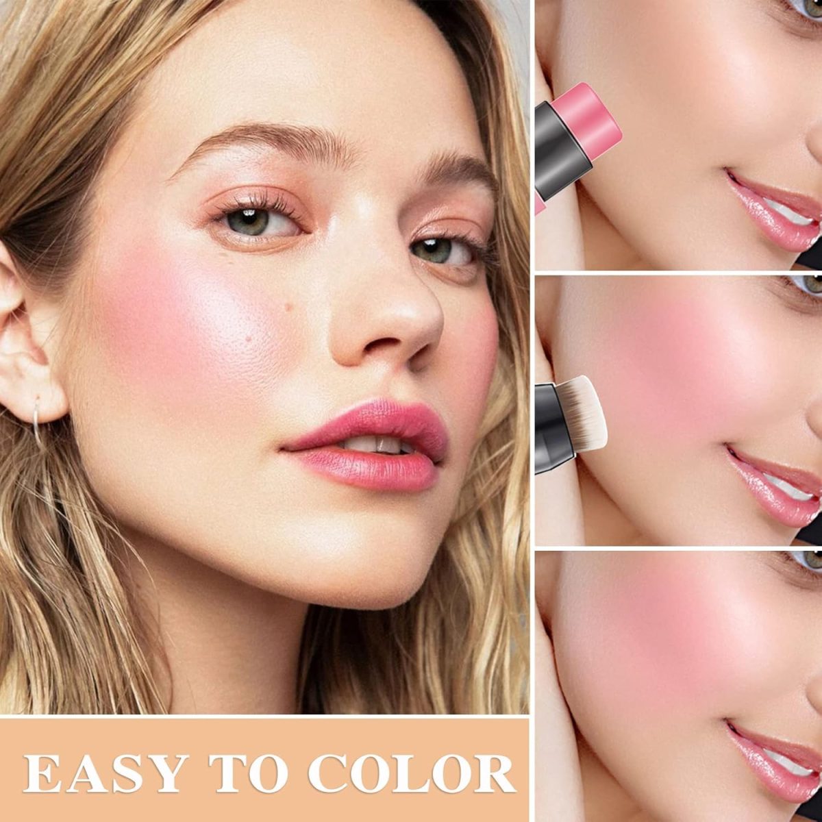 ⁦3 Pcs Blush Stick With Brush, Waterproof Multi Cream Makeup, Lightweight, Long-lasting, Easy To Use, 2 in 1 Multi Stick for Cheeks, Lip Tint & Eyeshadow, for All Skin⁩ - الصورة ⁦6⁩