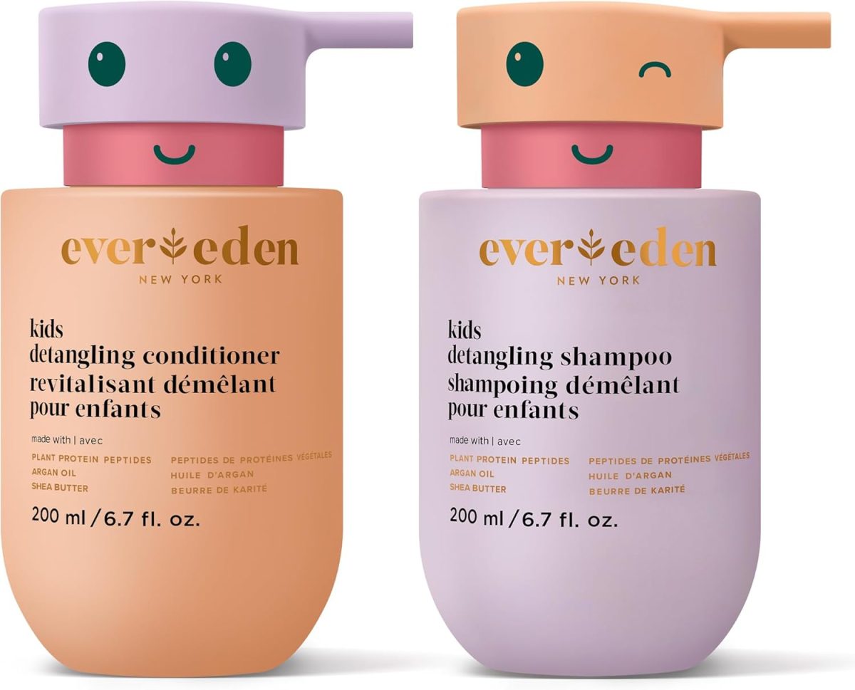 Evereden Kids Haircare Set: Hair Detangling Shampoo & Conditioner for Children Ages 3+, Plant Protein Peptides & Argan Oil, Vegan, Free from Sulfate, Paraben, Phthalate & Petrolatum