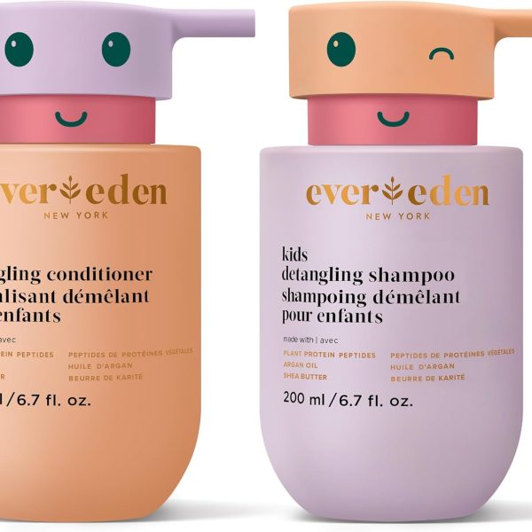 Evereden Kids Haircare Set: Hair Detangling Shampoo & Conditioner for Children Ages 3+, Plant Protein Peptides & Argan Oil, Vegan, Free from Sulfate, Paraben, Phthalate & Petrolatum