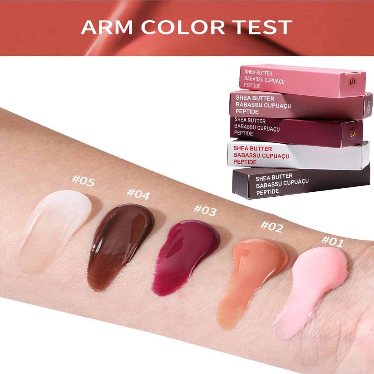 ⁦DENESTUP Lip Jam Hydrating Lip Gloss | Glittery Shiny Plumping Lip Gloss | High Gloss Glass-Like Nude Shiny Jelly Liquid Lipstick (5 Colours Set)⁩ - الصورة ⁦9⁩
