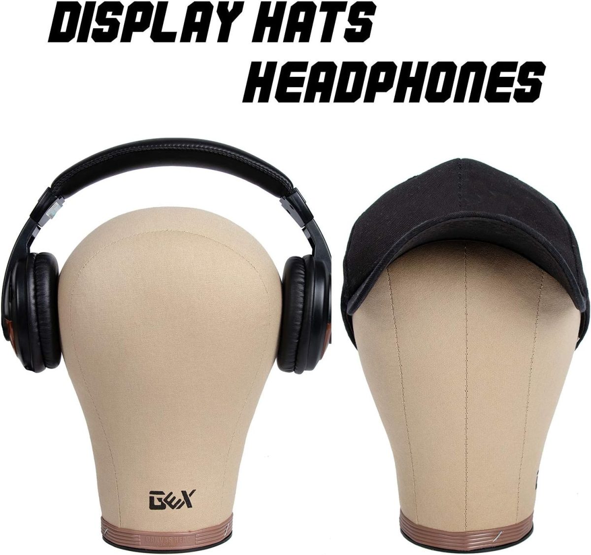 ⁦GEX 22" Cork Canvas Block Head Mannequin Wig Display Styling Head With Mount Hole⁩ - الصورة ⁦5⁩