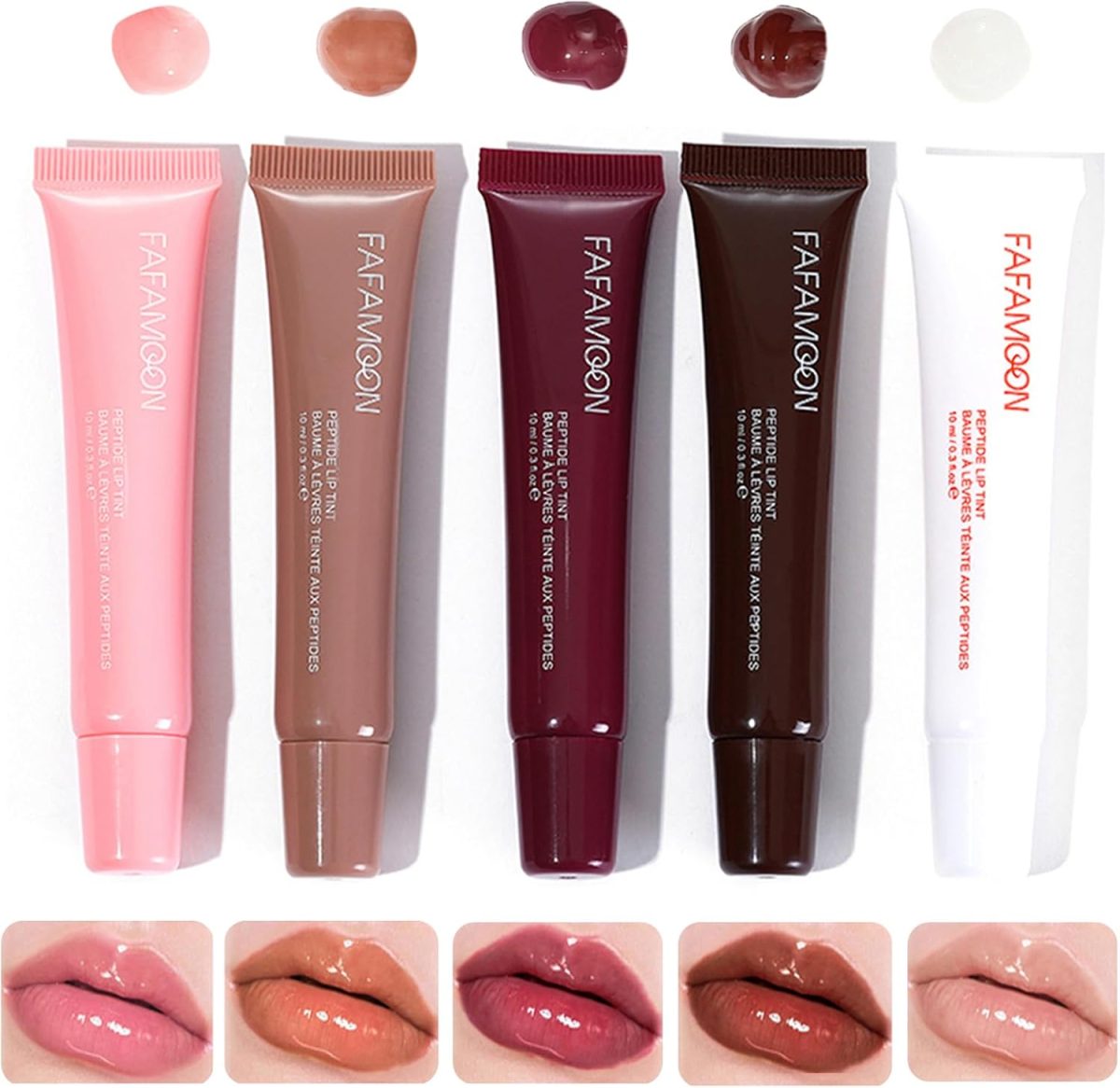 DENESTUP Lip Jam Hydrating Lip Gloss | Glittery Shiny Plumping Lip Gloss | High Gloss Glass-Like Nude Shiny Jelly Liquid Lipstick (5 Colours Set)