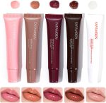 DENESTUP Lip Jam Hydrating Lip Gloss | Glittery Shiny Plumping Lip Gloss | High Gloss Glass-Like Nude Shiny Jelly Liquid Lipstick (5 Colours Set)