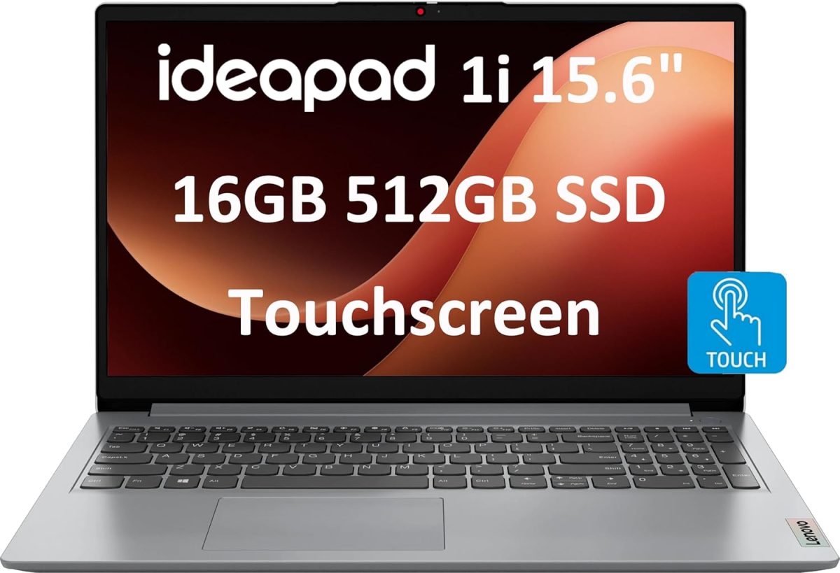 Lenovo IdeaPad 15.6" FHD Touchscreen Laptop (16GB RAM, 512GB SSD, Intel 6-Core i3-1215U (> i5-1135G7)), Narrow Bezel, Webcam, 10-Hour Long Battery Life, Wi-Fi 6, Win 11 Home S Mode, Cloud Grey